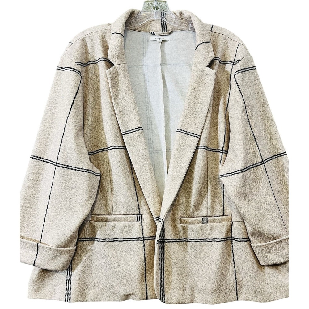 Maurices Cropped Blazer Womes Size 2X Beige Polyester Open Front Career Office